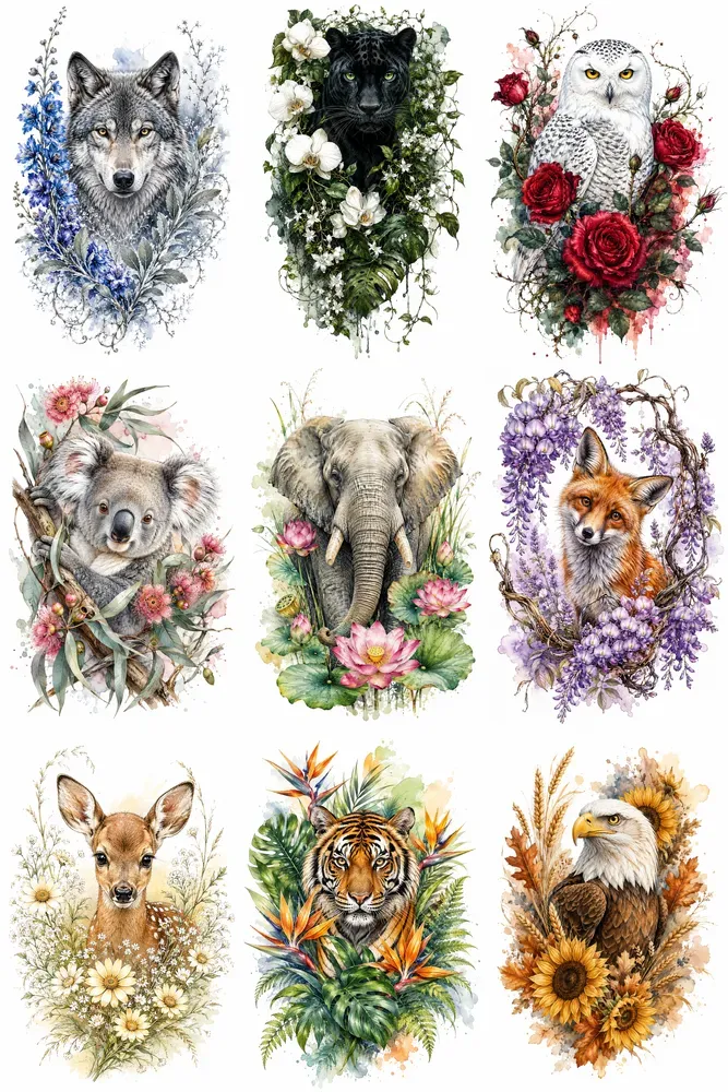 Elegant Botanical Animal Portraits