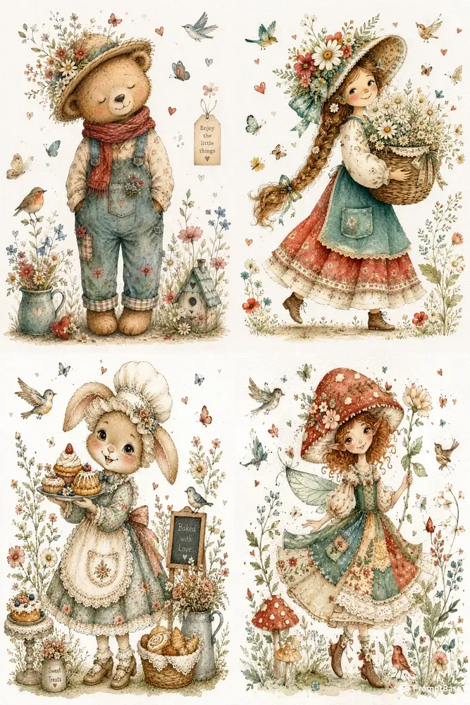 Whimsical Watercolor Storybook Characters