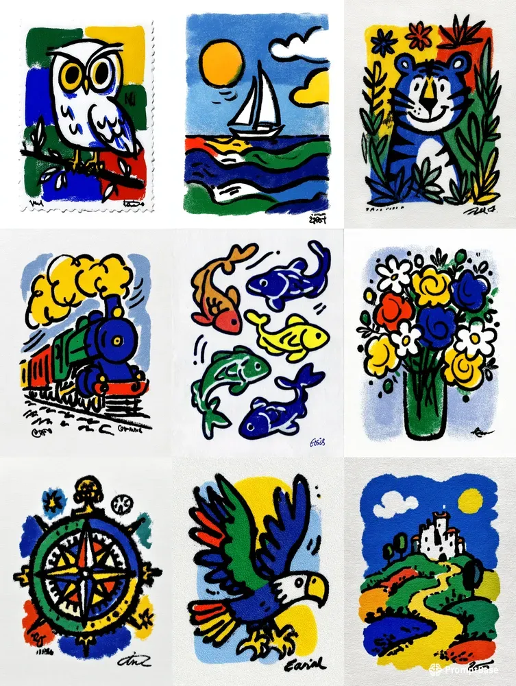 Vintage Postal Stamp Engravings