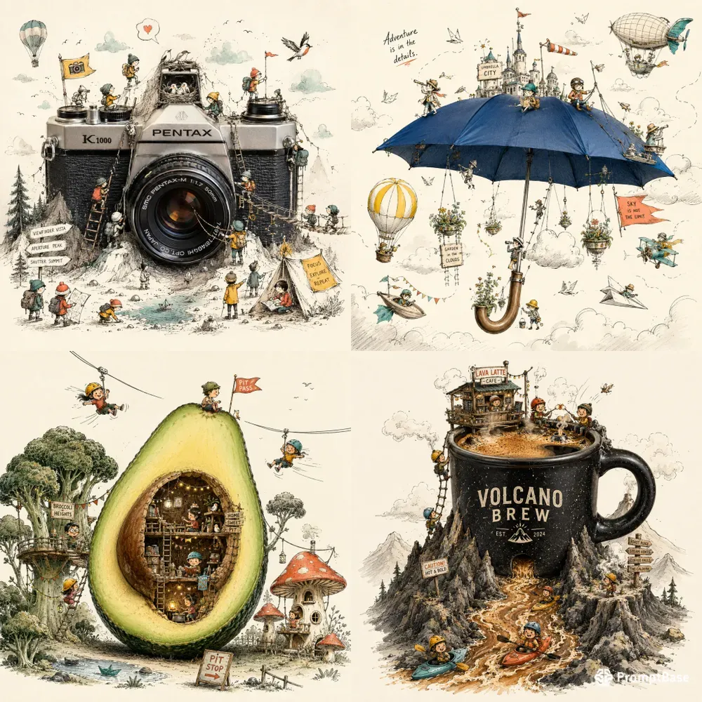 Photoreal Objects In Ink Fantasy