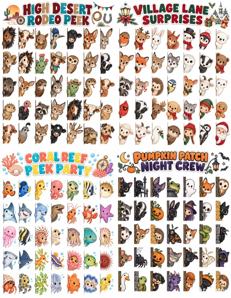 Kawaii Peeking Animals Printables