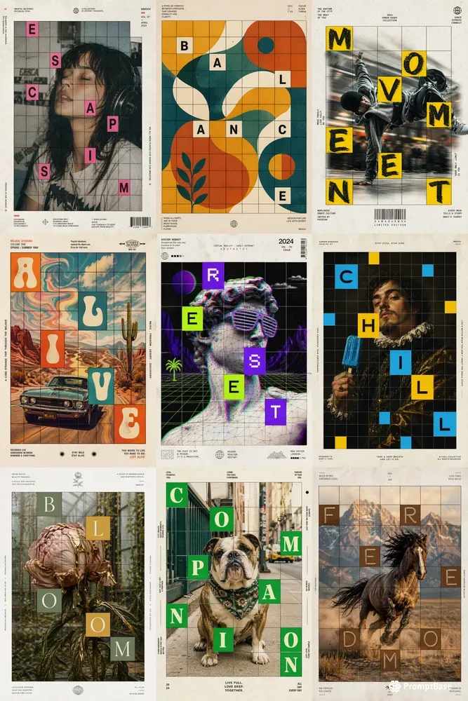 Grid Chaos Editorial Poster Style