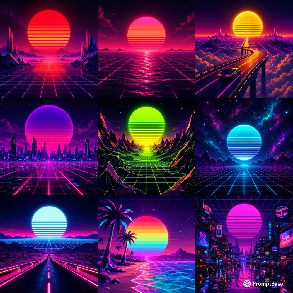 Synthwave Horizon Poster Packs