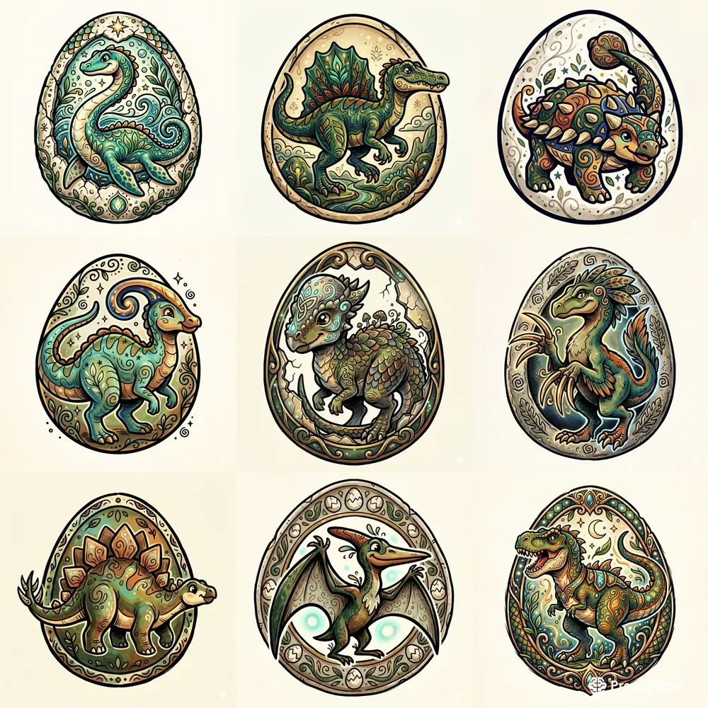 Playful Dinosaur Emblems