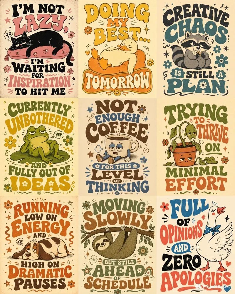 Retro Groovy Quote Posters