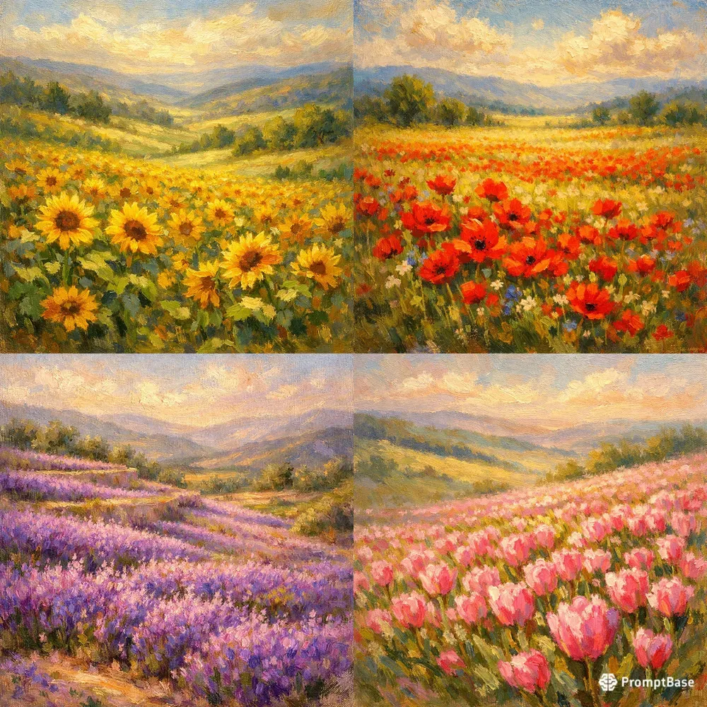 Tranquil Flower Art Meadow Paintings