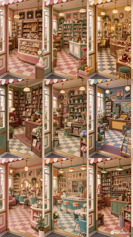 1950s City Shop Paper Craft Miniatures