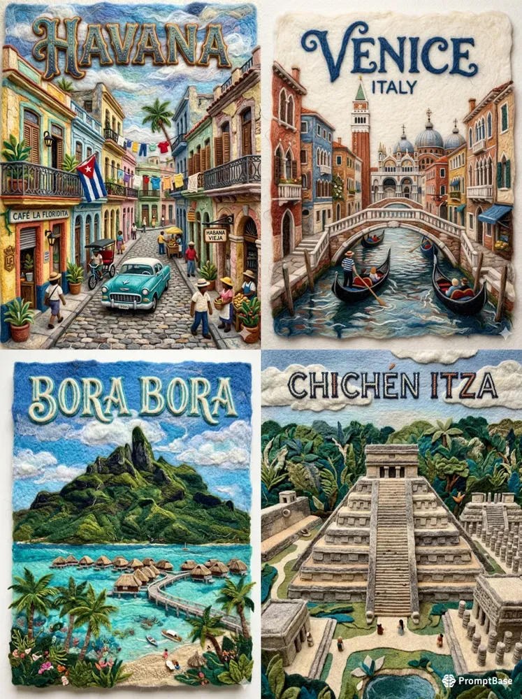 Handcrafted Wool Travel Posters