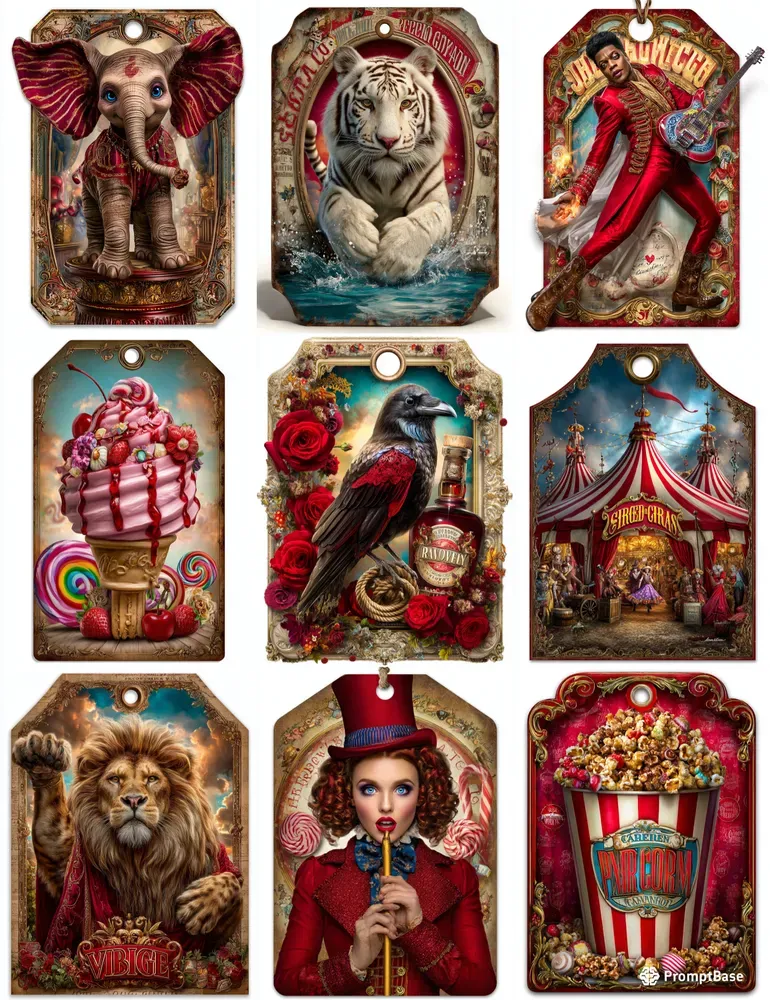 Vintage Circus Girl Product Tags
