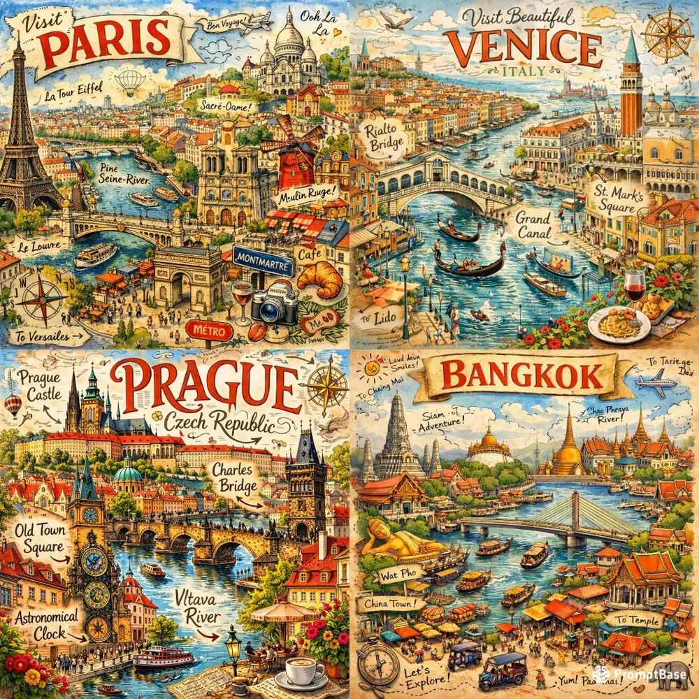 Illustrated Travel Poster Generator