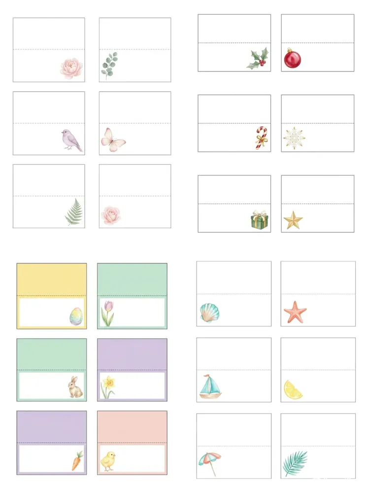 Watercolor Place Card Sheets