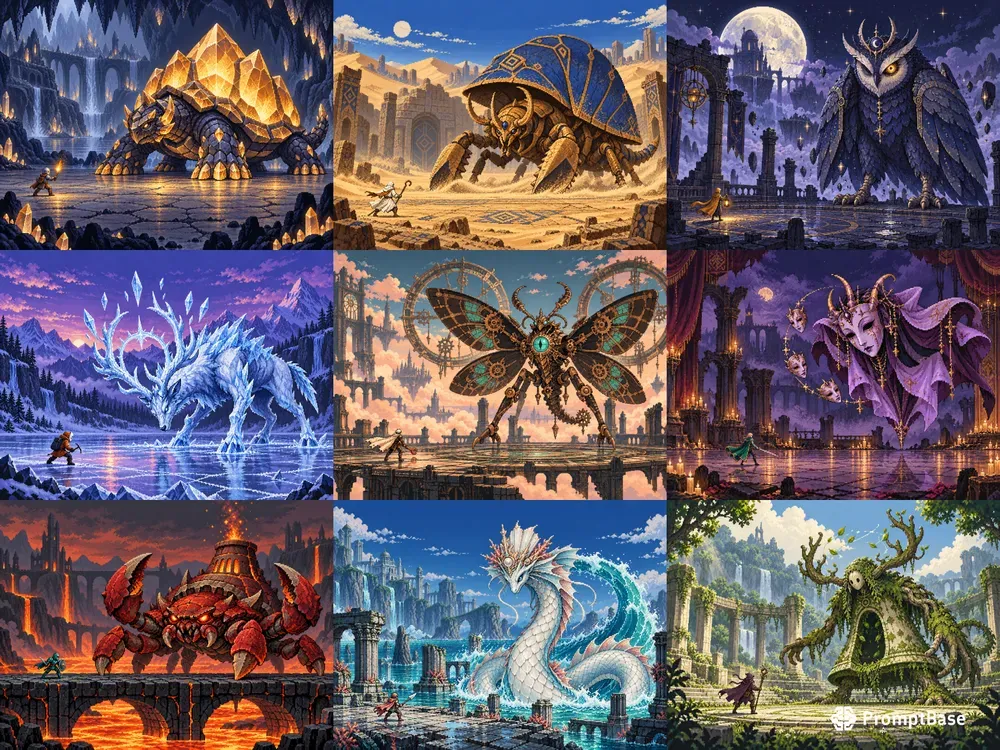 Retro Pixel Boss Battle Art