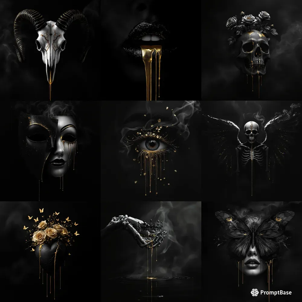 Dark Artistic Portraits Gold Drips Down