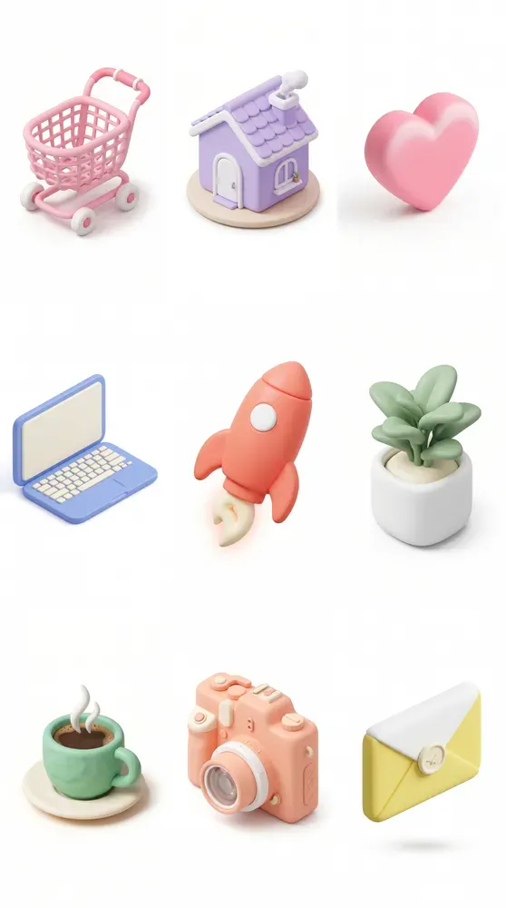 3D Claymorphism Icons