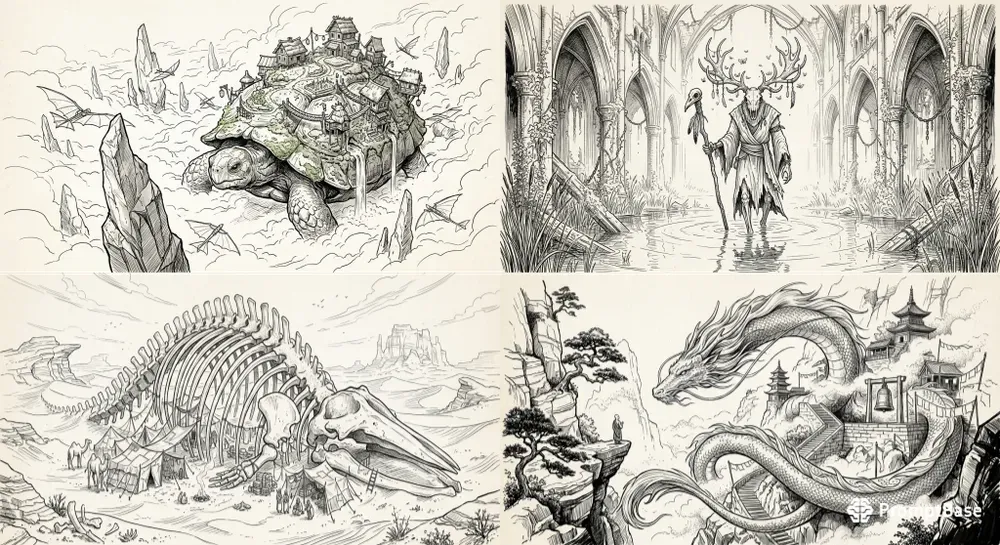 Fantasy Pen Ink Illustrations