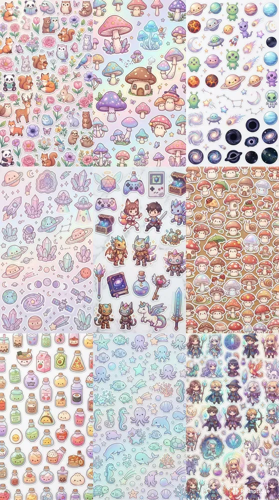 Kawaii Sticker Sheet Generator