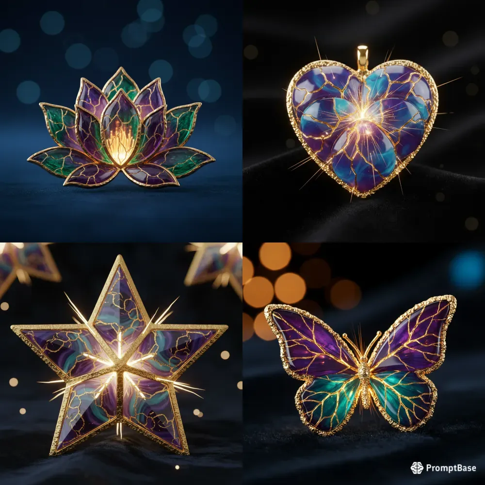 Kintsugi Marbled Jewelry Macro Art