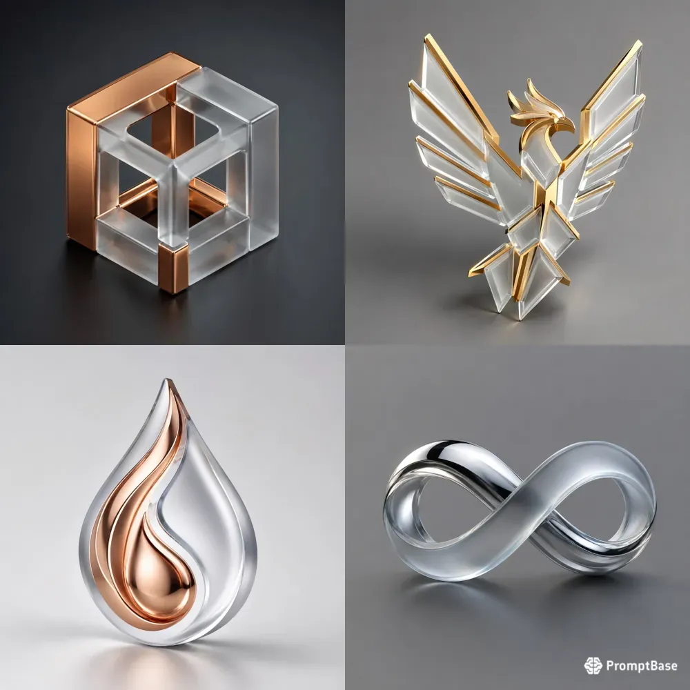 3d Glass Liquid Metal Minimalist Logos