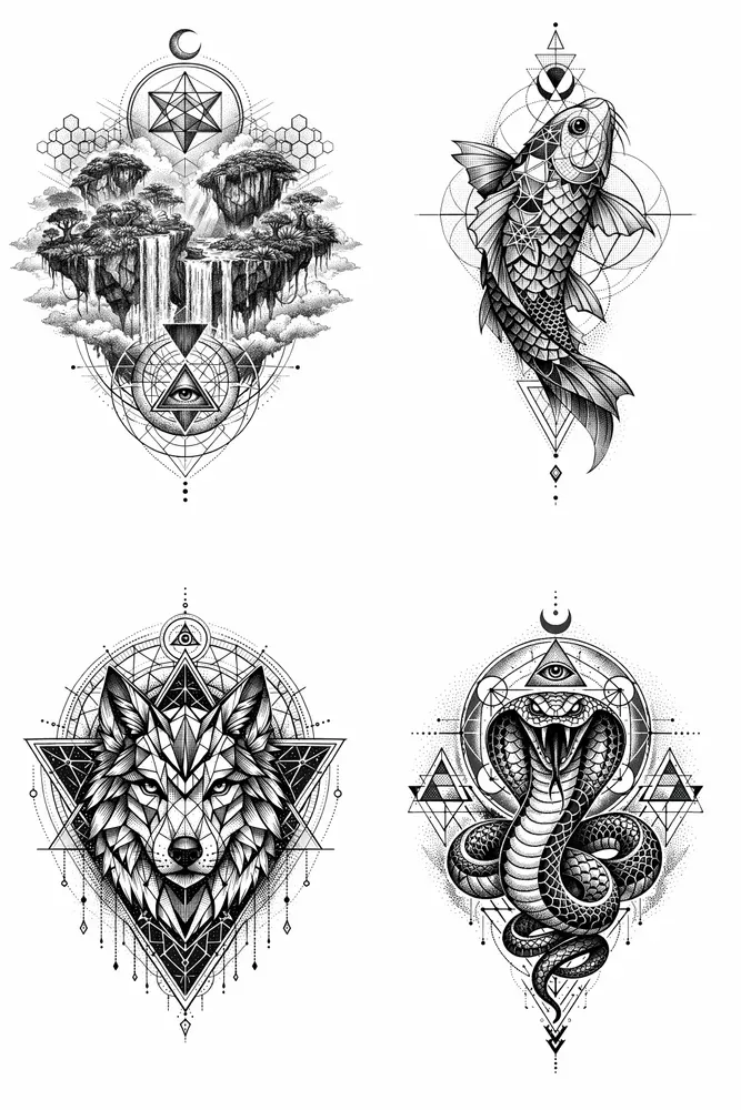 Fine Line Dotwork Tattoo Generator