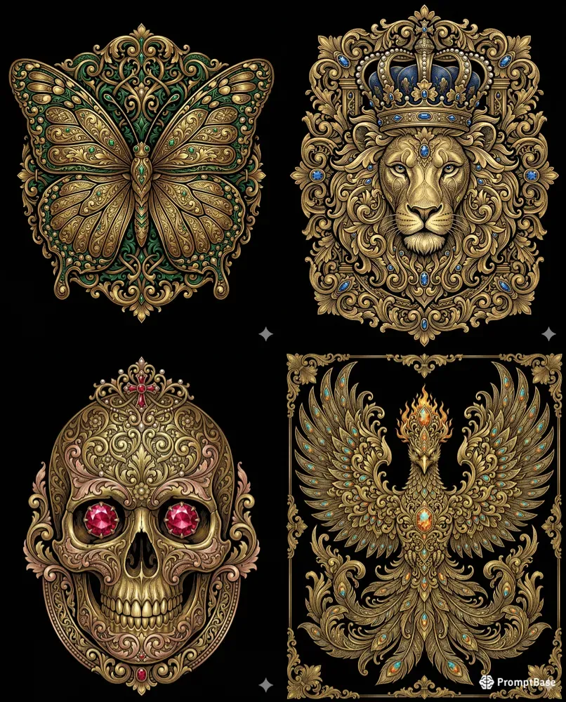 Ornate Baroque Gilded Engraving Art