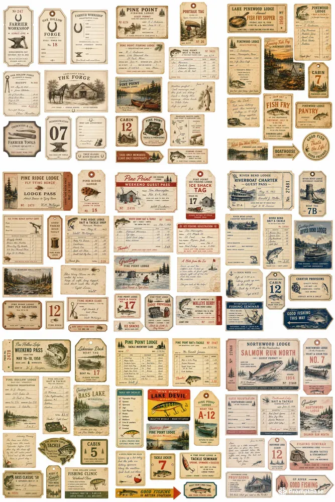 Fishing Lodge Junk Journal Sheets