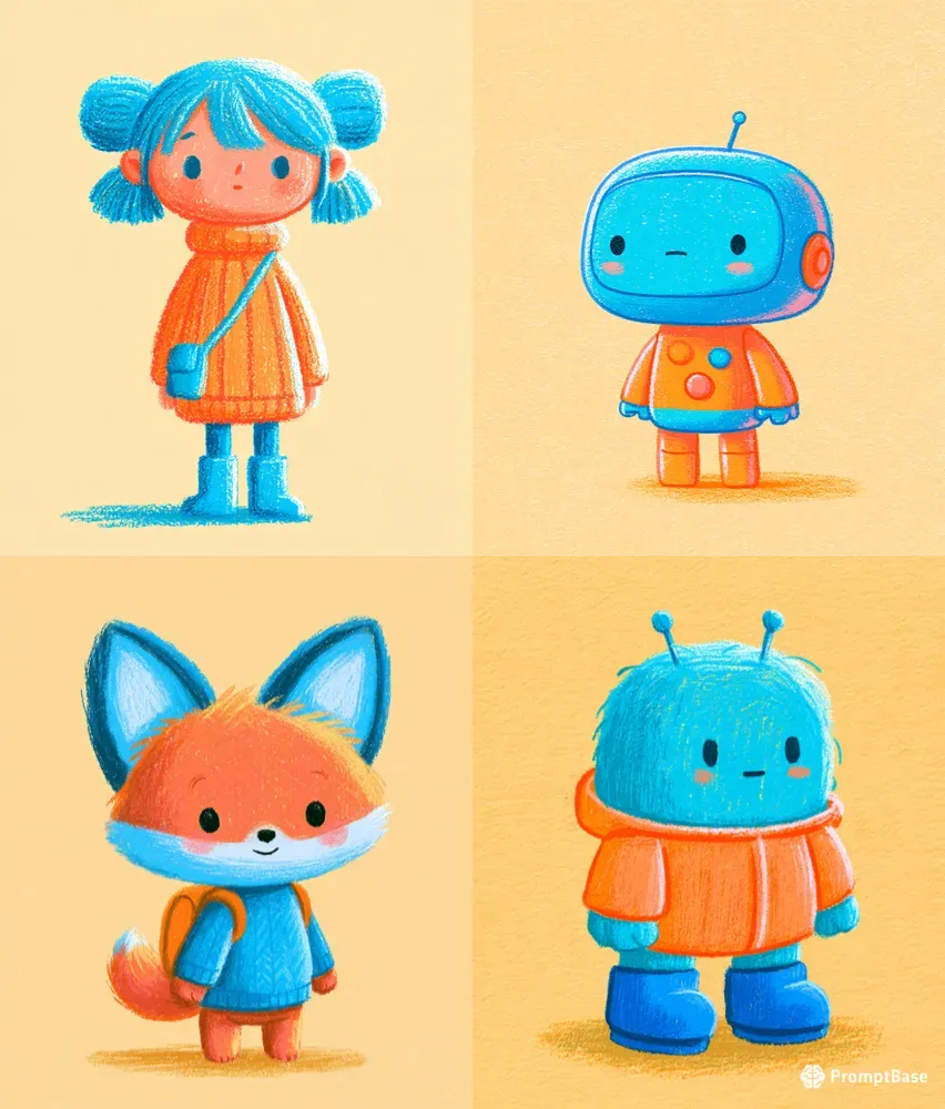 Cute Crayon Characters