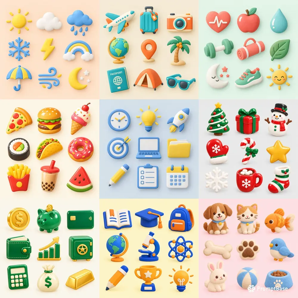Soft Clay 3D Icon Set Generator