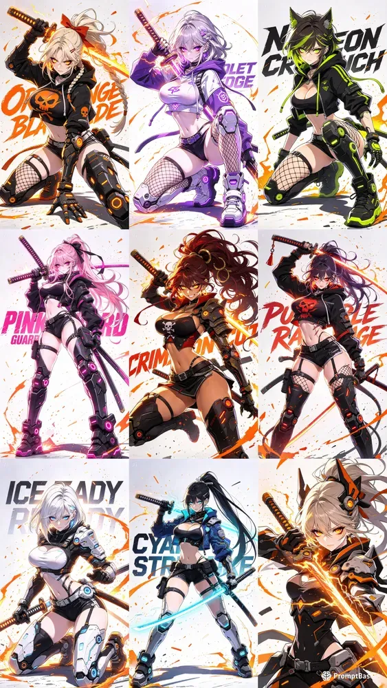 Cyberpunk Anime Samurai Girls