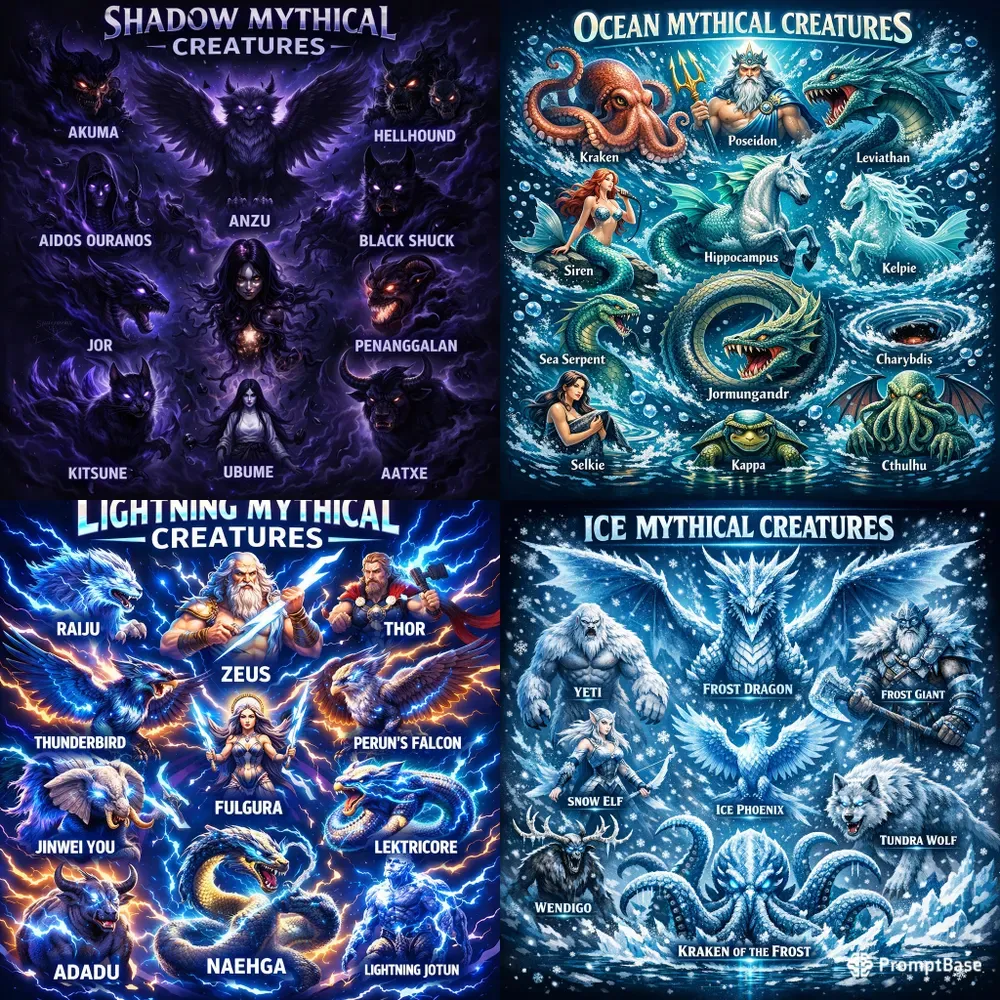 Mythical Creatures Infographic Packs