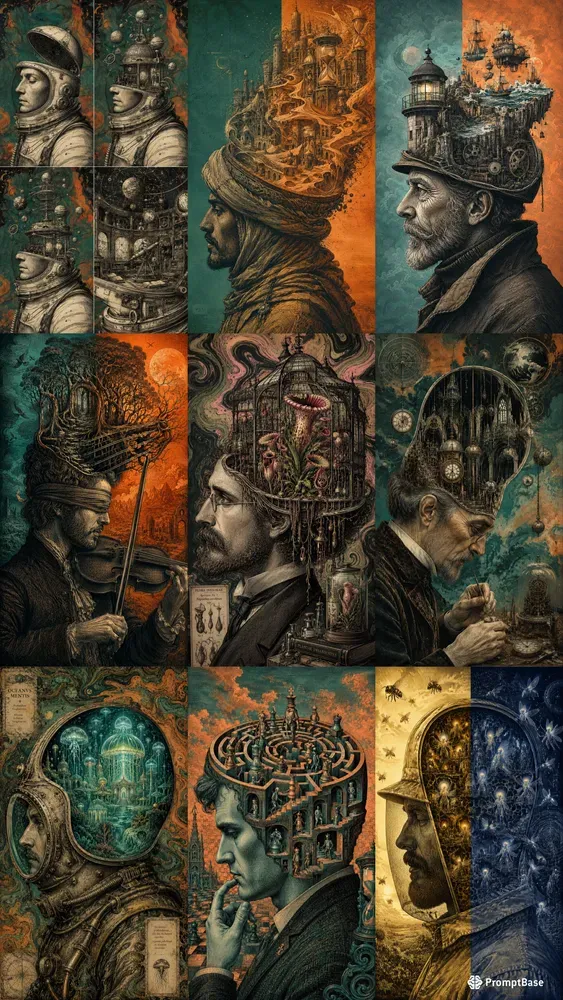 Surreal Engraved Minds In Contrast