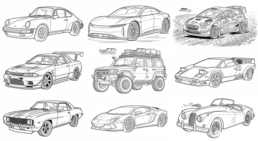 Professional Car Coloring Page Creators
