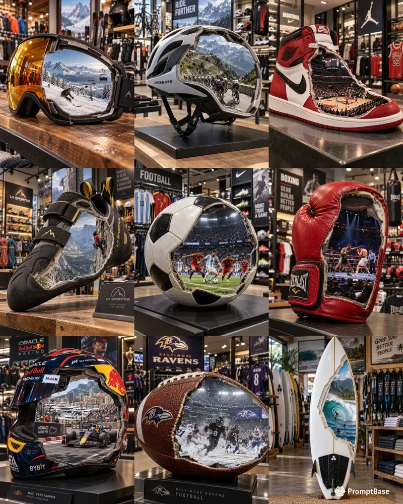 Sports Gear Action Cutaway Ads