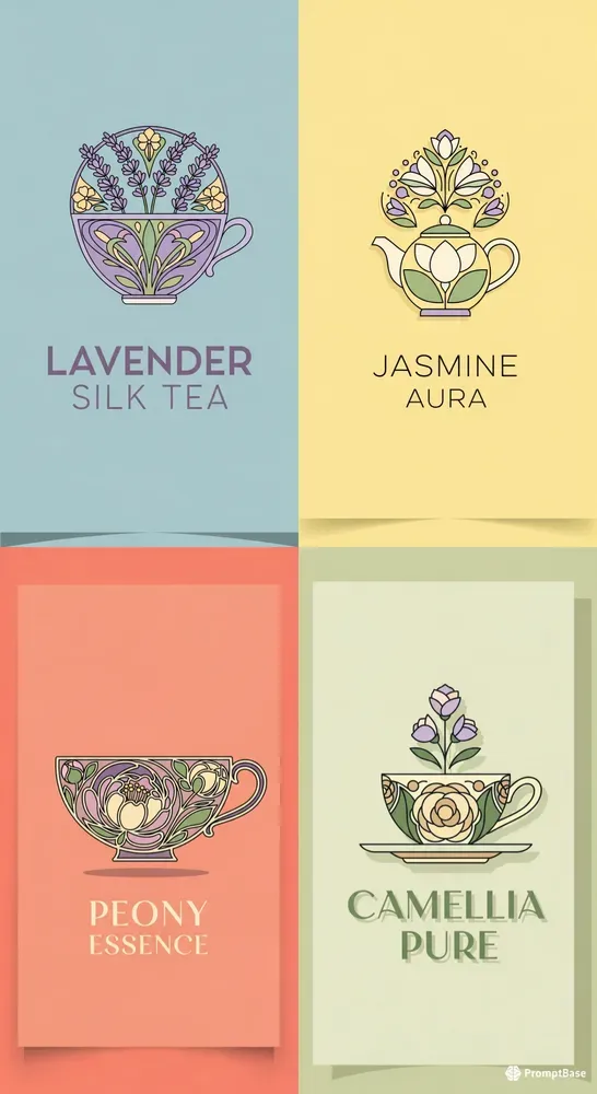 Customizable Floral Tea Logos