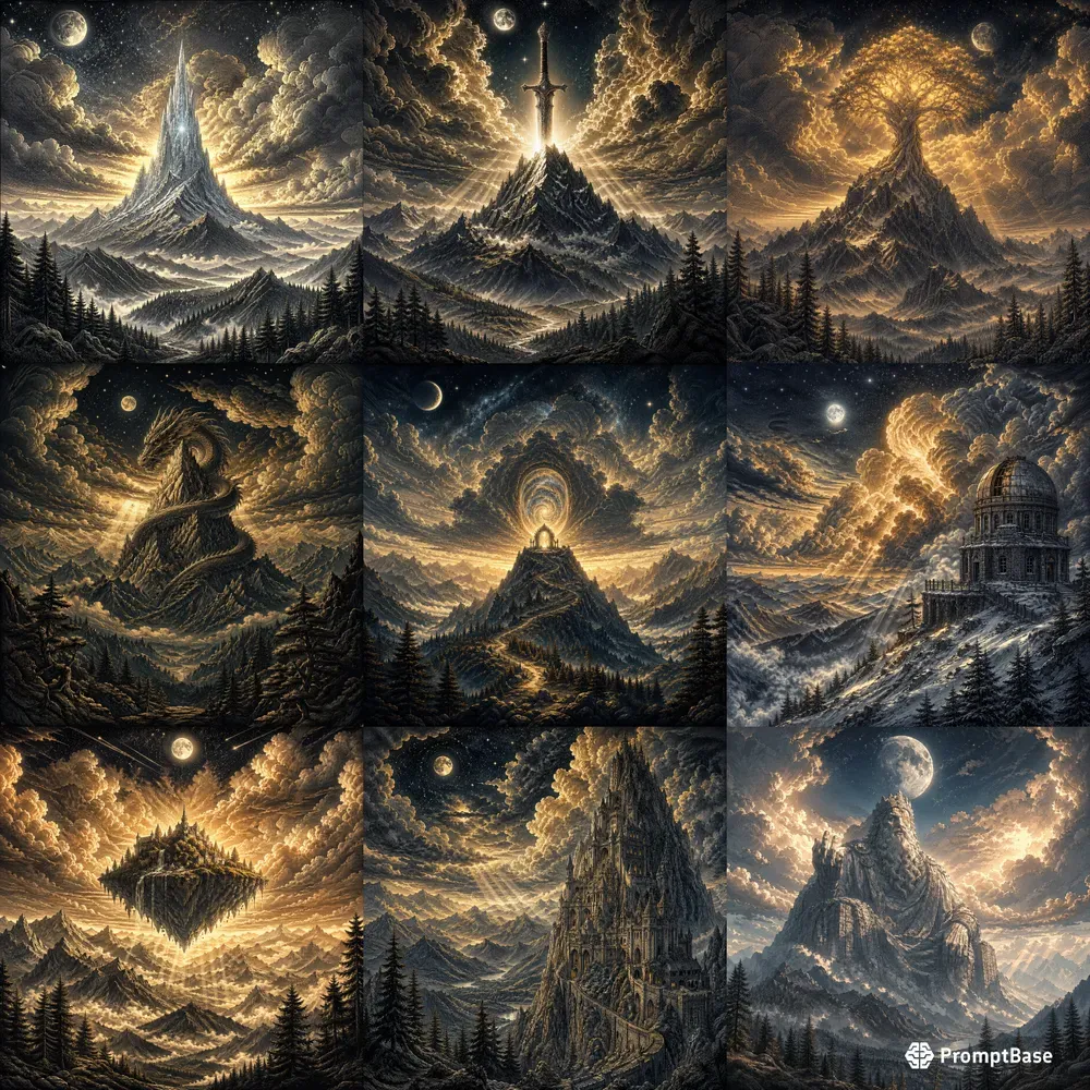 Dreamlike Celestial Mountain Landscapes