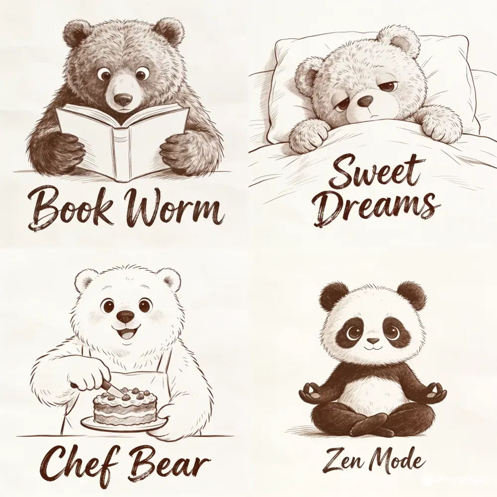 Cute Bear Sketch Printables