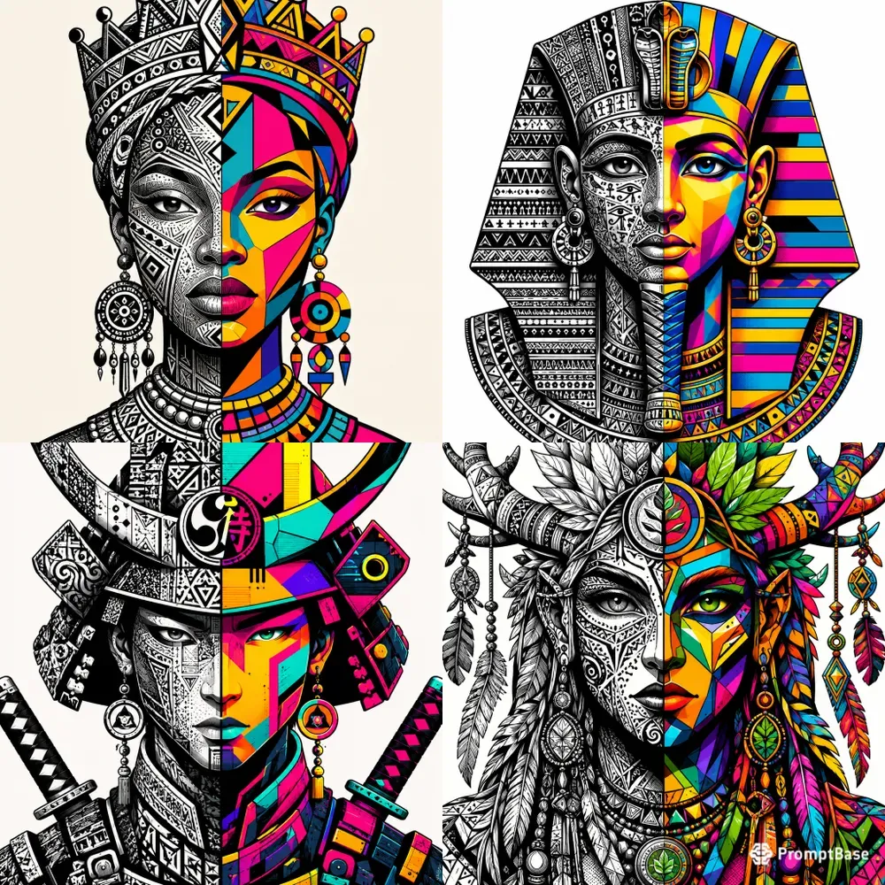 Tribal Pop Split Portraits