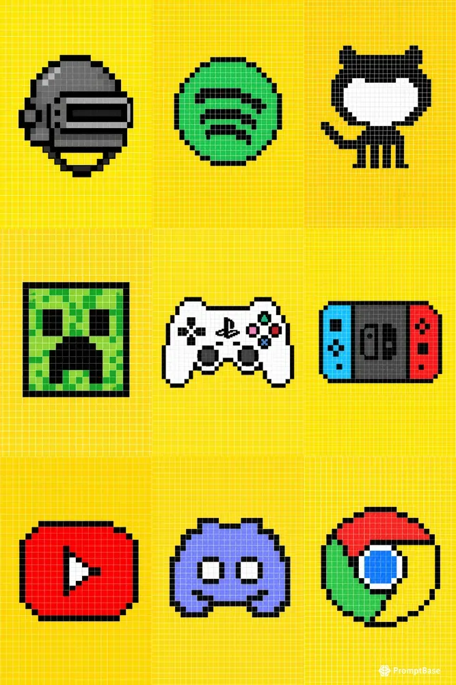 Pixel Grid Icon Posters