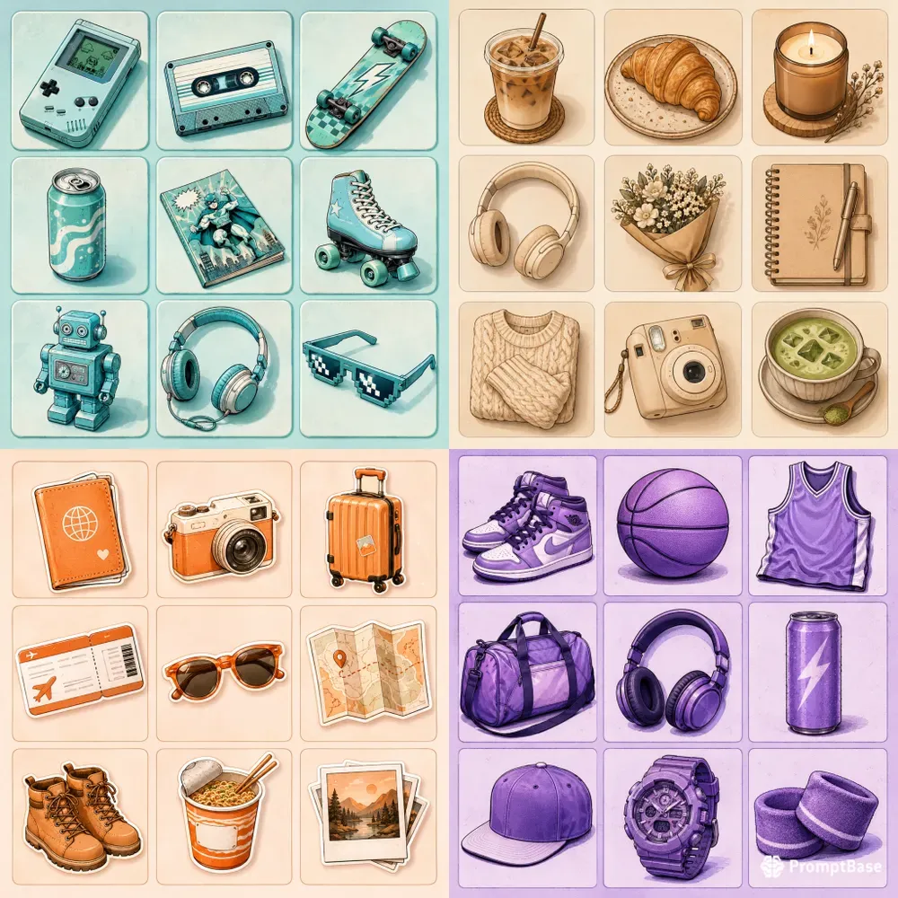 3x3 Aesthetic Object Grids