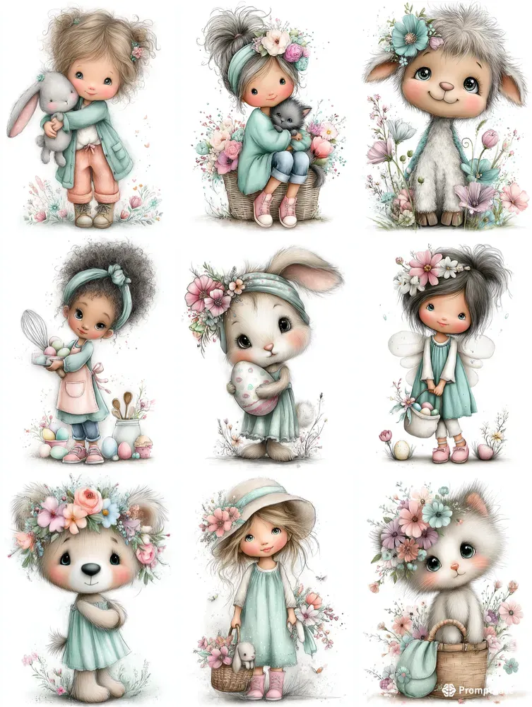 Festive Easter Kids Tshirt Clipart Prints