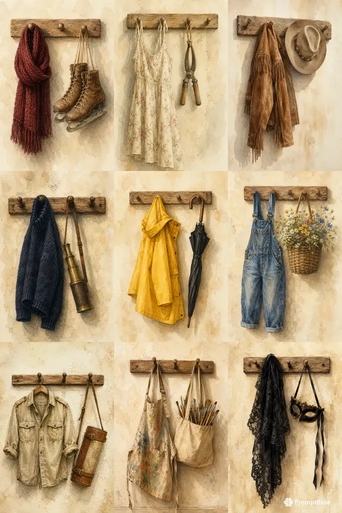 Minimalist Watercolor Peg Rack Art
