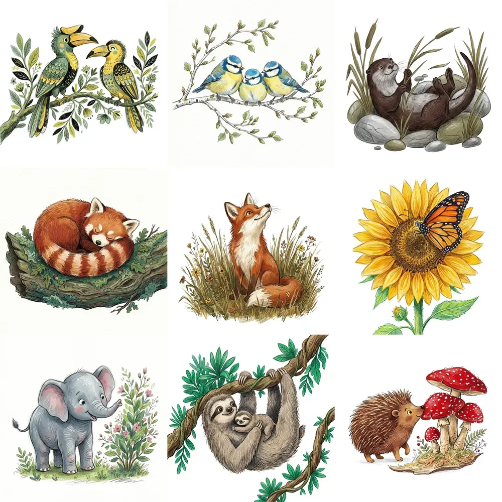 Whimsical Textured Animal Illustrations