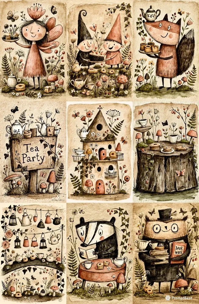 Watercolor Whimsical Woodland Teaparties