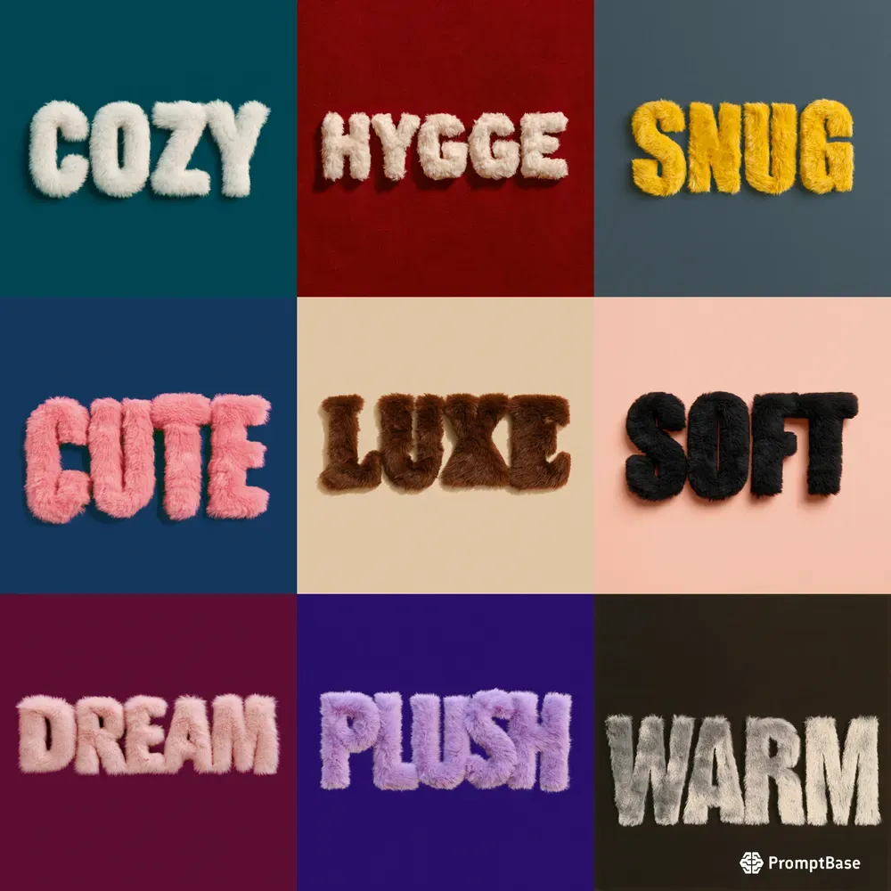3D Typography Fluffy Fur Letters