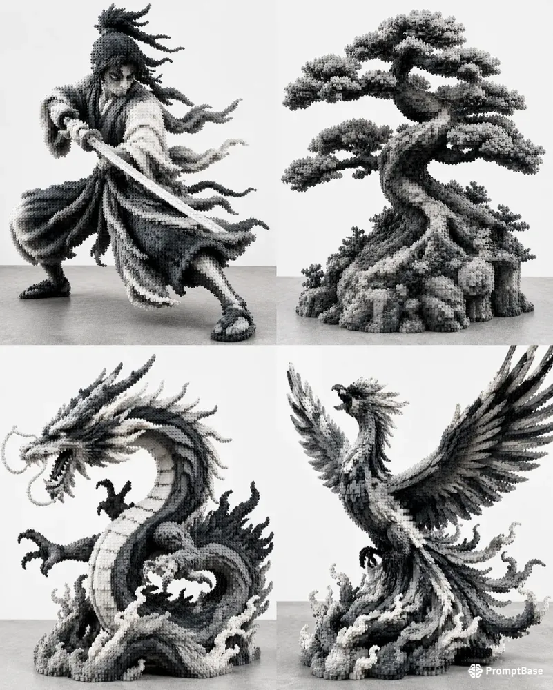 Legostyle Ink Sculptures