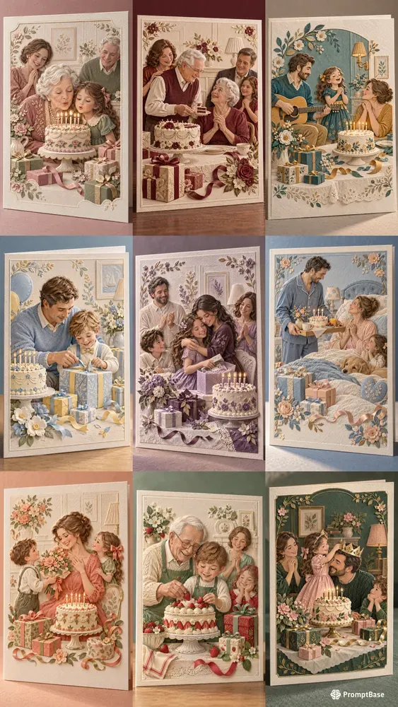 Embossed Birthday Keepsake Cards