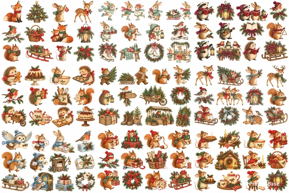 Woodland Christmas Clipart Sets