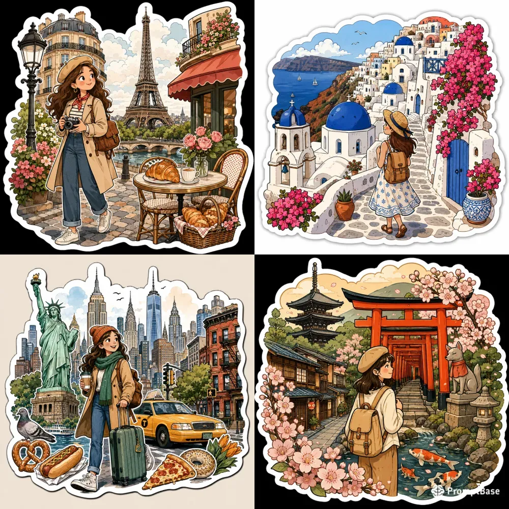 Travel Landmark Sticker Collections