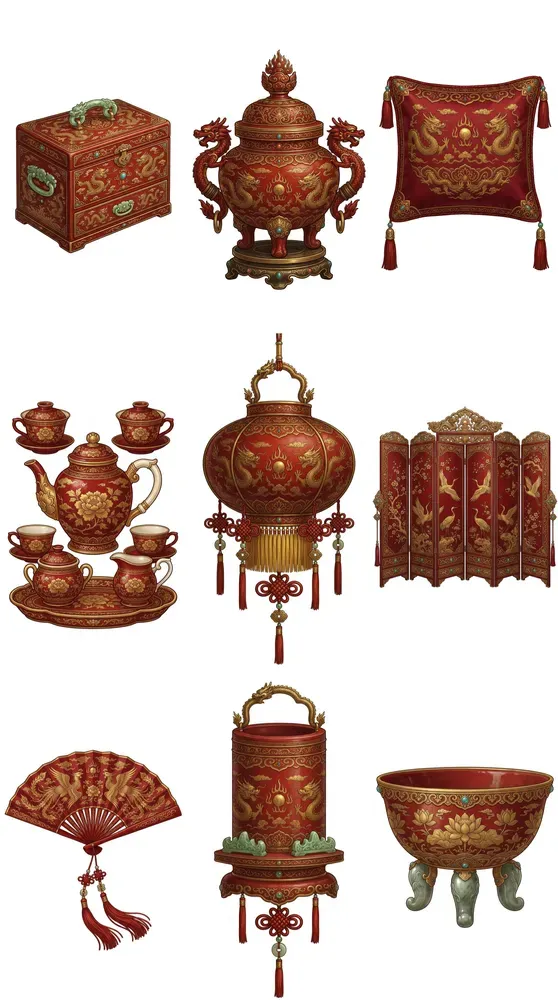 Chinese Empire Palace Red Object Cliparts