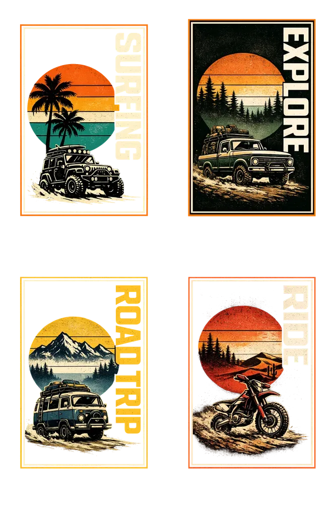 Vintage Adventure Vehicle Tshirt Designs