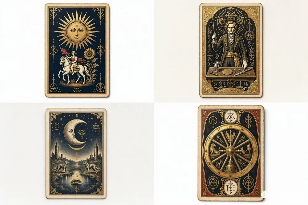 Mystical Vintage Tarot Card Art